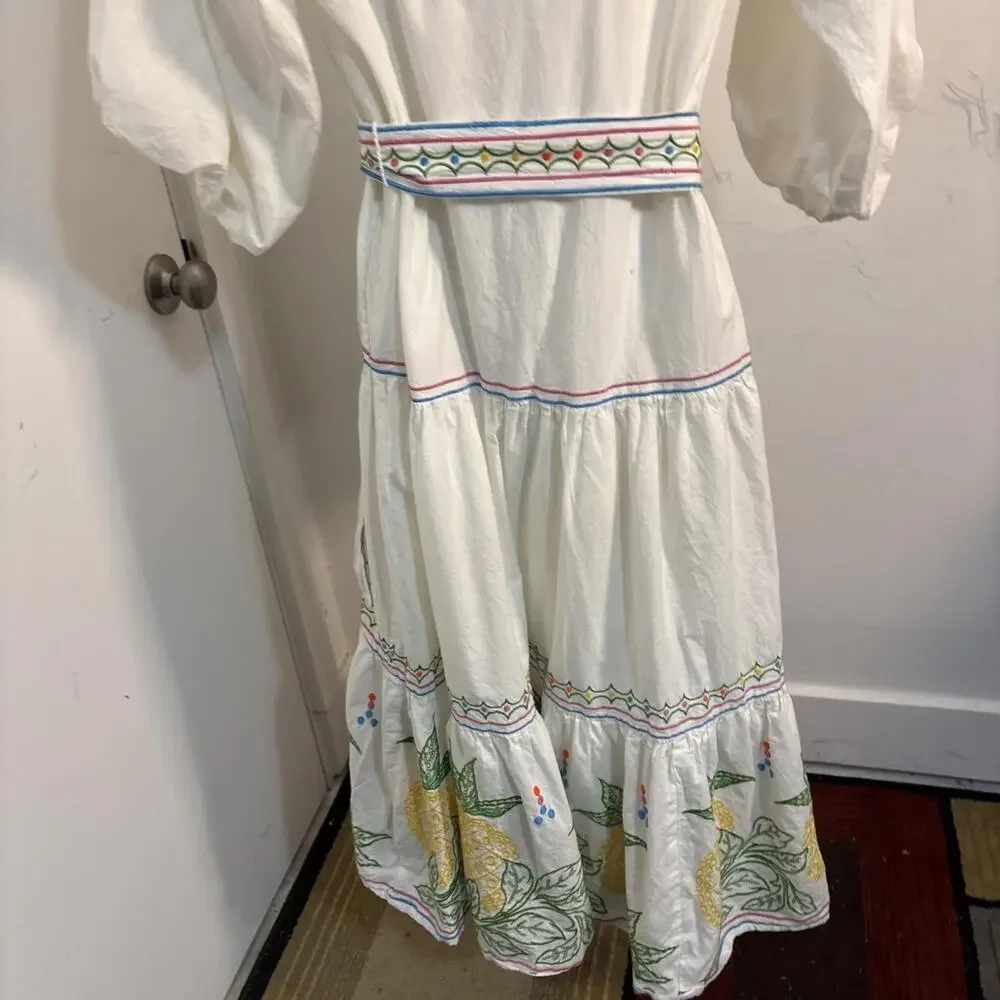 NWT Roller Rabbit‎ Embroidered Valonia Dress with Pineapples, XXS
